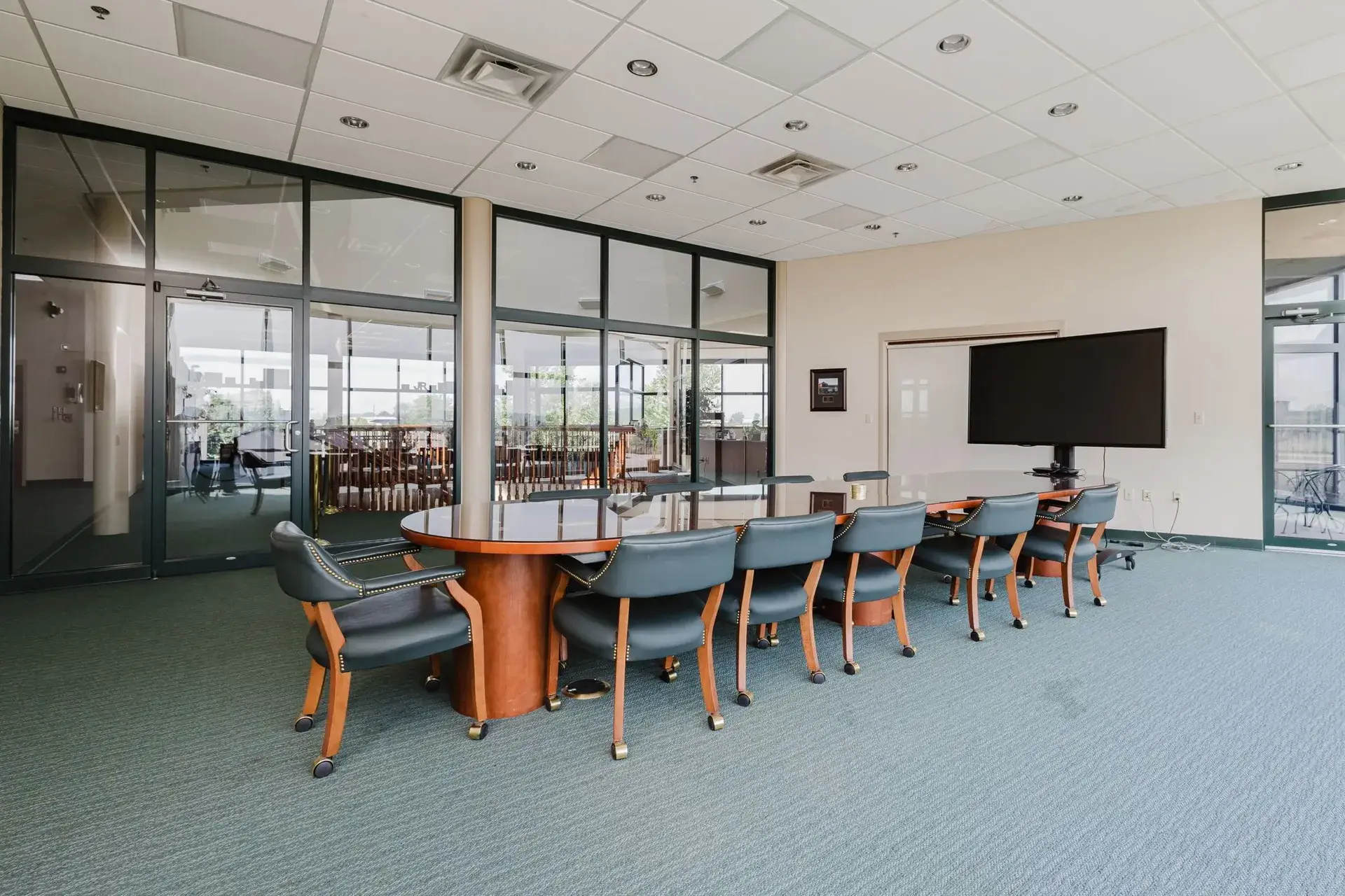 Board Room with conference table set for a meeting