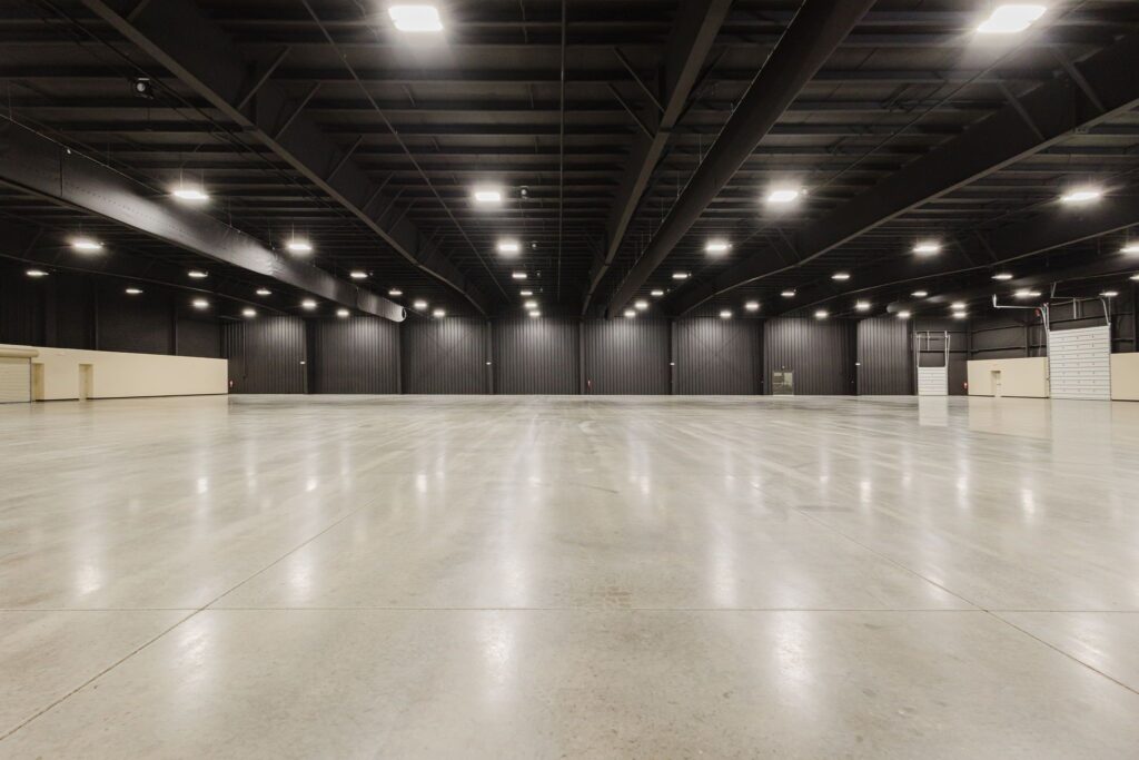 Grand hall at the Northern Indiana Event Center with open floor space for conventions and large gatherings.